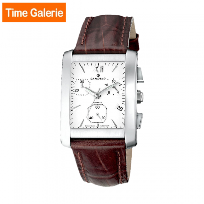 Candino CDOWC7503/1 Chronograph Brown Leather Strap with White Dial Casual Men Watch 